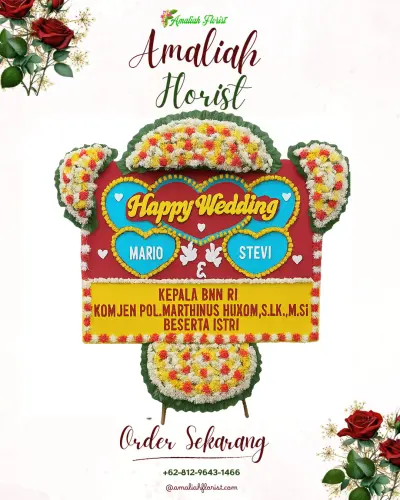 Karangan Papan Bunga Pernikahan di Kemejing